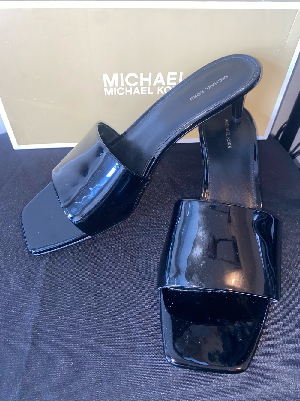 MICHAEL KORS Elyse Patent Mule Heels